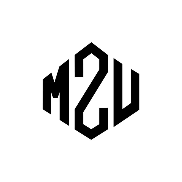 Mzu Letter Logo Design Polygon Shape Mzu Polygon Cube Shape — Stockvektor
