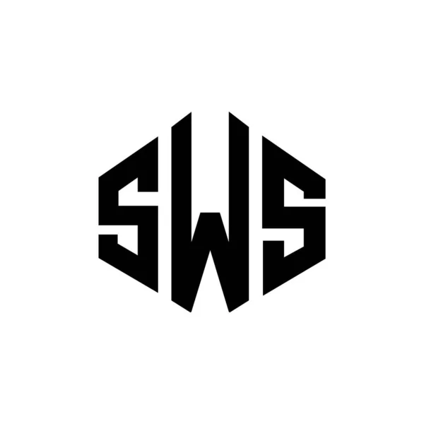 Sws Letter Logo Design Polygon Shape Sws Polygon Cube Shape — Vector de stock