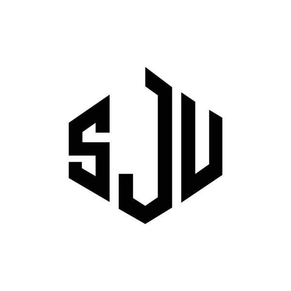 Sju Letter Logo Design Polygon Shape Sju Polygon Cube Shape — Wektor stockowy