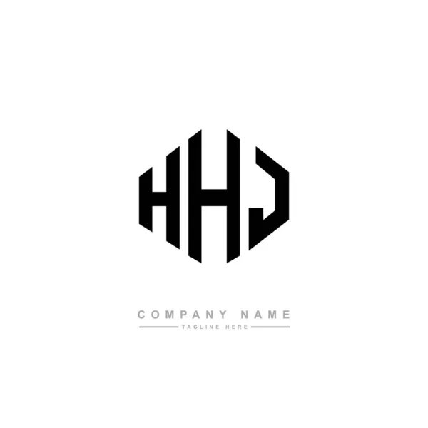 Hhj字母标识设计与多边形 Hhj多边形和立方体的标志设计 Hhj六边形矢量标识模板白色和黑色 Hhj字母表 商业和房地产标志 — 图库矢量图片