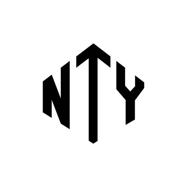 Çokgen Şekilli Nty Harf Logosu Tasarımı Nty Çokgen Küp Şeklinde — Stok Vektör