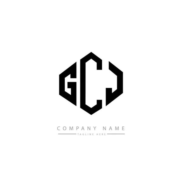 Gcj Letters Logo Design Polygon Shape Vector Logo Template White — Stock Vector