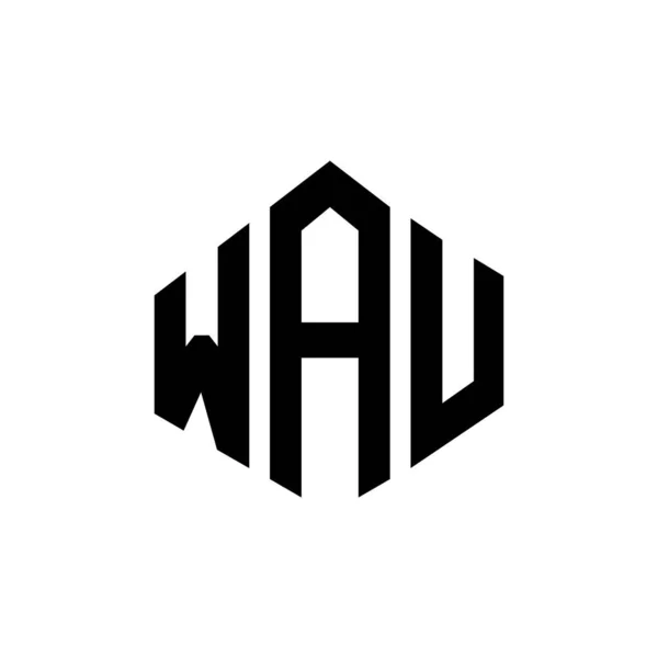 多角形のWau文字ロゴデザイン Wauポリゴンとキューブ形状のロゴデザイン Wau六角形ベクトルロゴテンプレート白と黒の色 Wauモノグラム ビジネスや不動産のロゴ — ストックベクタ