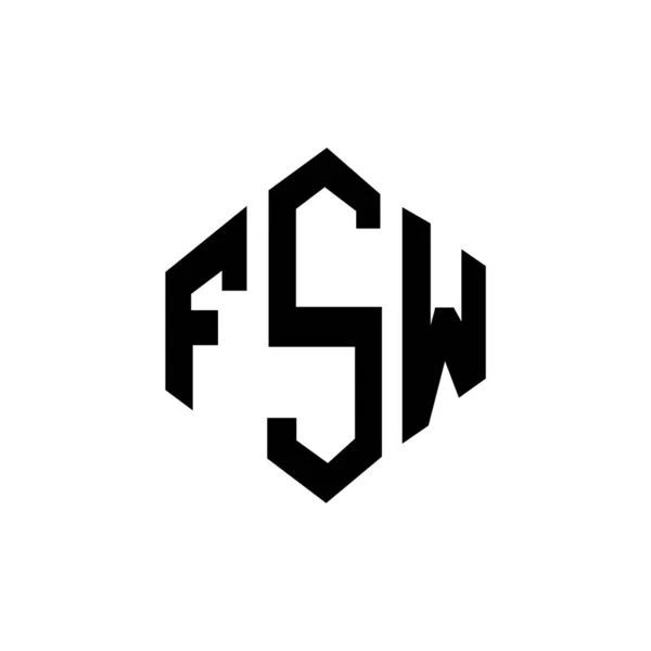 Fsw字母标识设计与多边形 Fsw多边形和立方形标志设计 Fsw六边形矢量标识模板白色和黑色 Fsw字母表 商业和房地产标志 — 图库矢量图片