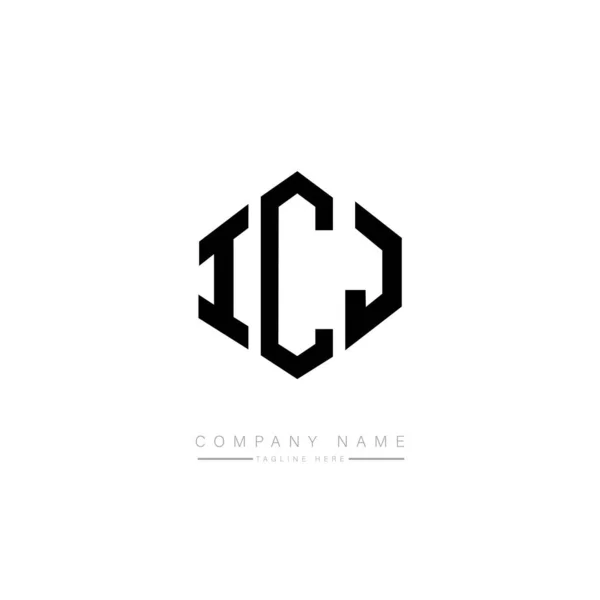 具有多边形图案的Icj字母标识设计 矢量标识模板白色和黑色的颜色 字母表 商业及地产标志 — 图库矢量图片