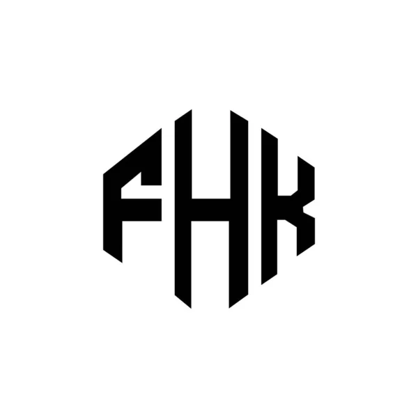 Fhk字母标识设计与多边形 Fhk多边形和立方形标志设计 Fhk六边形矢量标识模板白色和黑色 Fhk字母表 商业及地产标志 — 图库矢量图片