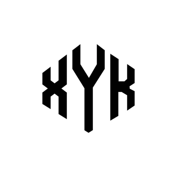 Xyk Letter Logo Design Polygon Shape Xyk Polygon Cube Shape — Stok Vektör