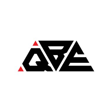 Üçgen şekilli QBE üçgen harf logosu tasarımı. QBE üçgen logo tasarımı monogramı. Kırmızı renkli QBE üçgen vektör logo şablonu. QBE üçgen logosu Basit, Zarif ve Lüks Logo. QBE