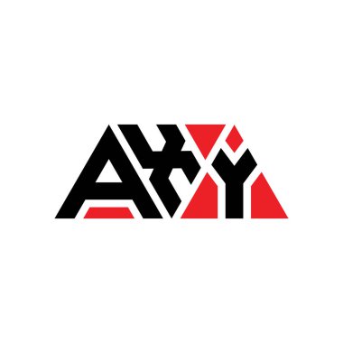 Üçgen şekilli AXY üçgen harf logosu tasarımı. AXY üçgen logo tasarımı monogramı. Kırmızı renkli AXY üçgen vektör şablonu. AXY üçgen logosu Basit, Zarif ve Lüks Logo. AXY