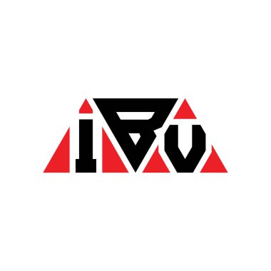 Üçgen şekilli IBV üçgen harf logosu tasarımı. IBV üçgen logo tasarımı monogramı. Kırmızı renkli IBV üçgen vektör şablonu. IBV üçgen logosu Basit, Zarif ve Lüks Logo. IBV