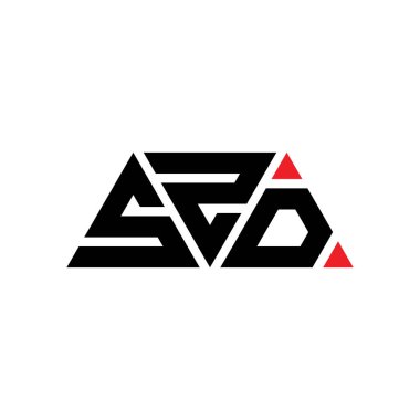 Üçgen şekilli SZD üçgen harf logosu tasarımı. SZD üçgen logo tasarımı monogramı. Kırmızı renkli SZD üçgen vektör logo şablonu. SZD üçgen logosu Basit, Zarif ve Lüks Logo. SZD