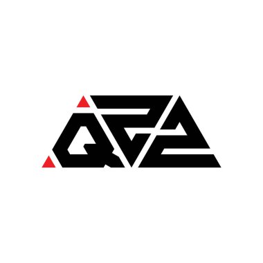 Üçgen şekilli QZZ üçgen harf logosu tasarımı. QZZ üçgen logo tasarımı monogramı. Kırmızı renkli QZZ üçgen vektör şablonu. QZZ üçgen logosu Basit, Zarif ve Lüks Logo. QZZ