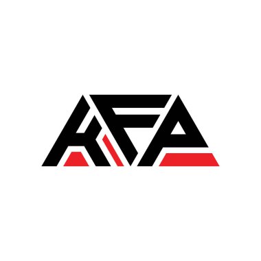 Üçgen şekilli KFP üçgen harf logosu tasarımı. KFP üçgen logo tasarımı monogramı. Kırmızı renkli KFP üçgen vektör şablonu. KFP üçgen logosu Basit, Zarif ve Lüks Logo. KFP
