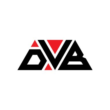 Üçgen şekilli DVB üçgen harf logosu tasarımı. DVB üçgen logo tasarımı monogramı. Kırmızı renkli DVB üçgen vektör logo şablonu. DVB üçgen logosu Basit, Zarif ve Lüks Logo. DVB