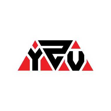 Üçgen şekilli YZV üçgen harf logosu tasarımı. YZV üçgen logo tasarımı monogramı. Kırmızı renkli YZV üçgen vektör logo şablonu. YZV üçgen logosu Basit, Zarif ve Lüks Logo. YZV