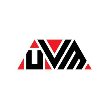 Üçgen şekilli UVM üçgen harf logosu tasarımı. UVM üçgen logo tasarımı monogramı. Kırmızı renkli UVM üçgen vektör şablonu. UVM üçgen logosu Basit, Zarif ve Lüks Logo. UVM