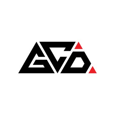 Üçgen şekilli GCD üçgen harf logosu tasarımı. GCD üçgen logo tasarımı monogramı. Kırmızı renkli GCD üçgen vektör şablonu. GCD üçgen logosu Basit, Zarif ve Lüks Logo. GCD