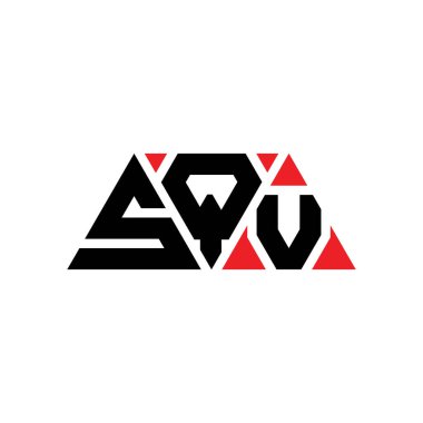 Üçgen şekilli SQV üçgen harf logosu tasarımı. SQV üçgen logo tasarımı monogramı. Kırmızı renkli SQV üçgen vektör şablonu. SQV üçgen logosu Basit, Zarif ve Lüks Logo. SQV