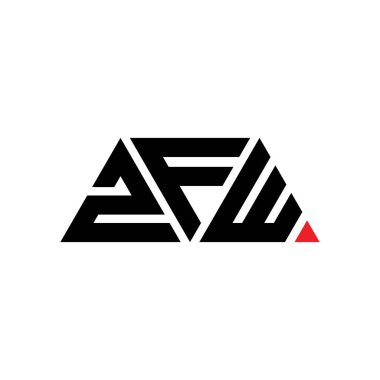 Üçgen şekilli ZFW üçgen harf logosu tasarımı. ZFW üçgen logo tasarımı monogramı. Kırmızı renkli ZFW üçgen vektör logo şablonu. ZFW üçgen logosu Basit, Zarif ve Lüks Logo. ZFW