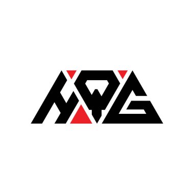 Üçgen şekilli HQG üçgen harf logosu tasarımı. HQG üçgen logo tasarımı monogramı. Kırmızı renkli HQG üçgen vektör şablonu. HQG üçgen logosu Basit, Zarif ve Lüks Logo. HQG