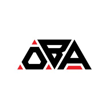 Üçgen şekilli OBA üçgen harf logosu tasarımı. OBA üçgen logo tasarımı monogramı. Kırmızı renkli OBA üçgen vektör logo şablonu. OBA üçgen logosu Basit, Zarif ve Lüks Logo. OBA