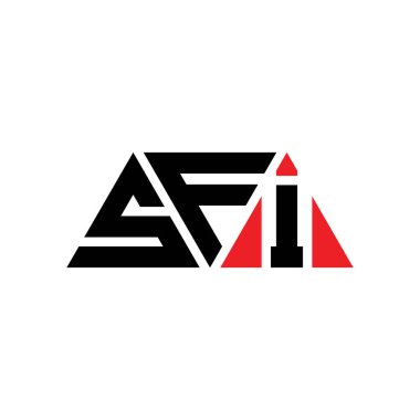 Üçgen şekilli SFI üçgen harf logosu tasarımı. SFI üçgen logo tasarımı monogramı. Kırmızı renkli SFI üçgen vektör logo şablonu. SFI üçgen logosu Basit, Zarif ve Lüks Logo. SFI
