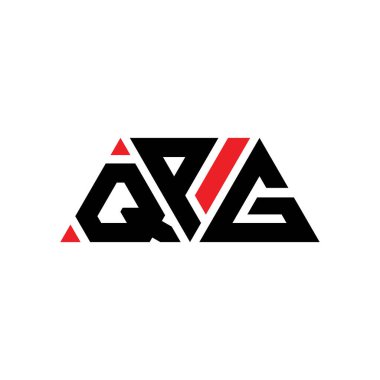 Üçgen şekilli QPG üçgen harf logosu tasarımı. QPG üçgen logo tasarımı monogramı. Kırmızı renkli QPG üçgen vektör şablonu. QPG üçgen logosu Basit, Zarif ve Lüks Logo. QPG