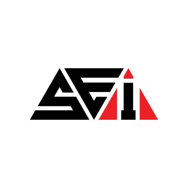 Üçgen şekilli SEI üçgen harf logosu tasarımı. SEI üçgen logo tasarımı monogramı. SEI üçgen logo şablonu kırmızı renkte. SEI üçgen logosu Basit, Zarif ve Lüks Logo. SEI