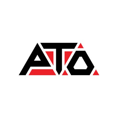 Üçgen şekilli PTO üçgen harf logosu tasarımı. PTO üçgen logo tasarımı monogramı. Kırmızı renkli PTO üçgen vektör logosu şablonu. PTO üçgen logosu basit, zarif ve lüks logo. PTO