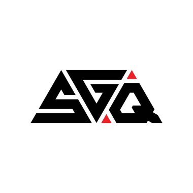 Üçgen şekilli SGQ üçgen harf logosu tasarımı. SGQ üçgen logo tasarımı monogramı. Kırmızı renkli SGQ üçgen vektör şablonu. SGQ üçgen logosu Basit, Zarif ve Lüks Logo. SGQ