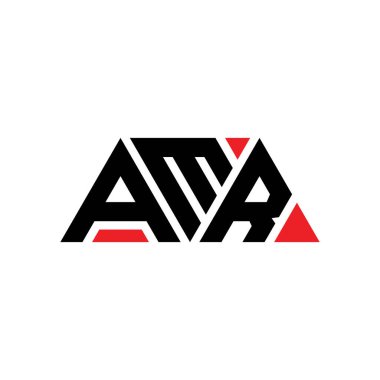 Üçgen şekilli AMR üçgen harf logosu tasarımı. AMR üçgen logo tasarımı monogramı. Kırmızı renkli AMR üçgen vektör logo şablonu. AMR üçgen logosu Basit, Zarif ve Lüks Logo. AMR