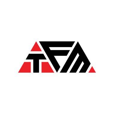 Üçgen şekilli TFM üçgen harf logosu tasarımı. TFM üçgen logo tasarımı monogramı. Kırmızı renkli TFM üçgen vektör şablonu. TFM üçgen logosu Basit, Zarif ve Lüks Logo. TFM