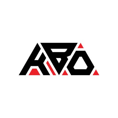 Üçgen şekilli KBO üçgen harf logosu tasarımı. KBO üçgen logo tasarımı monogramı. Kırmızı renkli KBO üçgen vektör şablonu. KBO üçgen logosu Basit, Zarif ve Lüks Logo. KBO