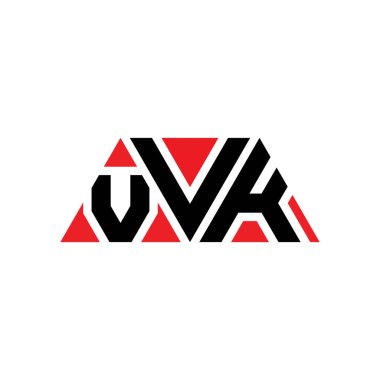 Üçgen şekilli VVK üçgen harf logosu tasarımı. VVK üçgen logo tasarımı monogramı. Kırmızı renkli VVK üçgen vektör şablonu. VVK üçgen logosu Basit, Zarif ve Lüks Logo. VVK