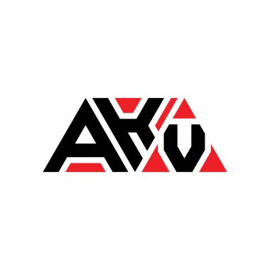 Üçgen şekilli AKV üçgen harf logosu tasarımı. AKV üçgen logo tasarımı monogramı. Kırmızı renkli AKV üçgen vektör logo şablonu. AKV üçgen logosu Basit, Zarif ve Lüks Logo. AKV