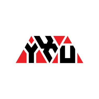 Üçgen şekilli YXU üçgen harf logosu tasarımı. YXU üçgen logo tasarımı monogramı. Kırmızı renkli YXU üçgen vektör şablonu. YXU üçgen logosu Basit, Zarif ve Lüks Logo. YXU