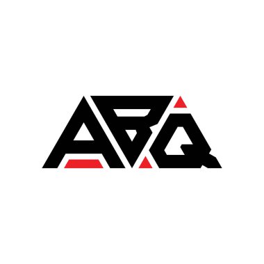 ABQ üçgen harf logosu dizaynı ve üçgen şekli. ABQ üçgen logo tasarımı monogramı. ABQ üçgen vektör şablonu kırmızı renkte. ABQ üçgen logosu Basit, Zarif ve Lüks Logo. ABQ