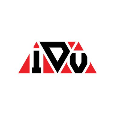 Üçgen şekilli IDV üçgen harf logosu tasarımı. IDV üçgen logo tasarımı monogramı. Kırmızı renkli IDV üçgen vektör logo şablonu. IDV üçgen logosu Basit, Zarif ve Lüks Logo. IDV