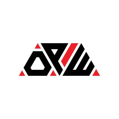 OPW üçgen harfli logo dizaynı. Üçgen şekilli. OPW üçgen logo tasarımı monogramı. OPW üçgen logo şablonu kırmızı renkte. OPW üçgen logosu Basit, Zarif ve Lüks Logo. OPW