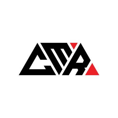 Üçgen şekilli CMR üçgen harf logosu tasarımı. CMR üçgen logo tasarımı monogramı. Kırmızı renkli CMR üçgen vektör şablonu. CMR üçgen logosu Basit, Zarif ve Lüks Logo. CMR