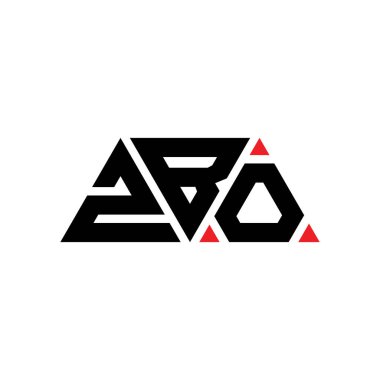 Üçgen şekilli ZBO üçgen harf logosu tasarımı. ZBO üçgen logo tasarımı monogramı. Kırmızı renkli ZBO üçgen vektör şablonu. ZBO üçgen logosu Basit, Zarif ve Lüks Logo. ZBO