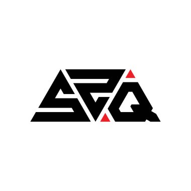 Üçgen şekilli SZQ üçgen harf logosu tasarımı. SZQ üçgen logo tasarımı monogramı. Kırmızı renkli SZQ üçgen vektör şablonu. SZQ üçgen logosu Basit, Zarif ve Lüks Logo. SZQ