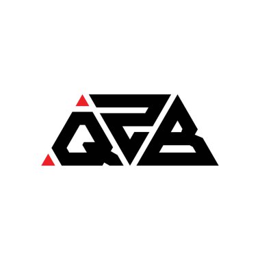 Üçgen şekilli QZB üçgen harf logosu tasarımı. QZB üçgen logo tasarımı monogramı. Kırmızı renkli QZB üçgen vektör şablonu. QZB üçgen logosu Basit, Zarif ve Lüks Logo. QZB