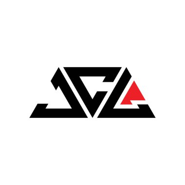 Üçgen şekilli JCL üçgen harf logosu tasarımı. JCL üçgen logo tasarımı monogramı. Kırmızı renkli JCL üçgen vektör şablonu. JCL üçgen logosu Basit, Zarif ve Lüks Logo. JCL