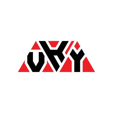 Üçgen şekilli VKY üçgen harf logosu tasarımı. VKY üçgen logo tasarımı monogramı. Kırmızı renkli VKY üçgen vektör şablonu. VKY üçgen logosu Basit, Zarif ve Lüks Logo. VKY