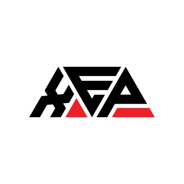 Üçgen şekilli XEP üçgen harf logosu tasarımı. XEP üçgen logo tasarımı monogramı. Kırmızı renkli XEP üçgen vektör logo şablonu. XEP üçgen logosu Basit, Zarif ve Lüks Logo. XEP