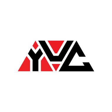 Üçgen şekilli YUC üçgen harf logosu tasarımı. YUC üçgen logo tasarımı monogramı. Kırmızı renkli YUC üçgen vektör şablonu. YUC üçgen logosu Basit, Zarif ve Lüks Logo. YUC