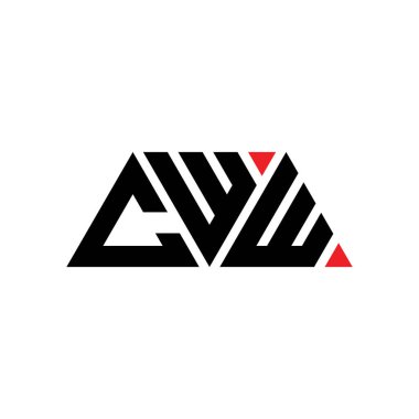Üçgen şekilli CWW üçgen harf logosu tasarımı. CWW üçgen logo tasarımı monogramı. Kırmızı renkli CWW üçgen vektör şablonu. CWW üçgen logosu Basit, Zarif ve Lüks Logo. CWW
