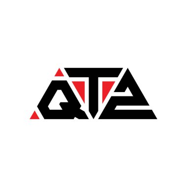 Üçgen şekilli QTZ üçgen harf logosu tasarımı. QTZ üçgen logo tasarımı monogramı. Kırmızı renkli QTZ üçgen vektör şablonu. QTZ üçgen logosu Basit, Zarif ve Lüks Logo. QTZ