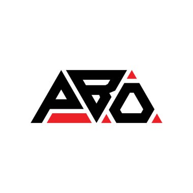 Üçgen şekilli PBO üçgen harf logosu tasarımı. PBO üçgen logo tasarımı monogramı. Kırmızı renkli PBO üçgen vektör şablonu. PBO üçgen logosu Basit, Zarif ve Lüks Logo. PBO